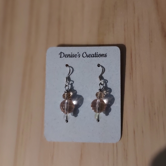 Pink earrings with sterling silver hooks - Picture 4 of 7